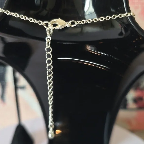 Blue Teardrop Crystal Necklace & Earrings Set Silver Tone Statement Jewelry - Picture 6 of 8